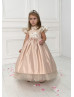 Feifei Sleeves Lace Pleated Satin New Flower Girl Dress